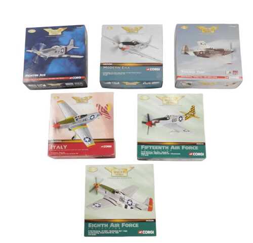 Four Corgi Aviation Archive 1:72 scale diecast aeroplanes, including Fighter Ace History Series...