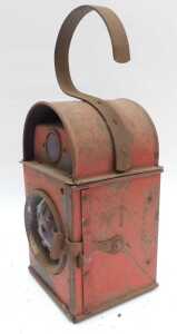 A Kenyons Serilight lens railway lamp, and a buddy lamp with red lens. (2) - 5