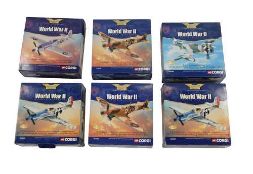 Six Corgi Aviation Archive 1:72 scale diecast aeroplanes, to include World War II Europe and...