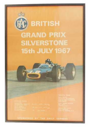 An RAC Grand Prix Silverstone 15th July 1967, original poster, illustrated with Graham Hill...