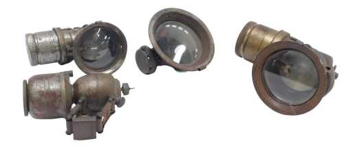 Four carbide lamps, including a Miller carbide lamp, and three others.