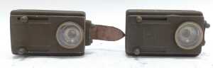 Three carbide lamps, including a Lucas Werna rear bicycle lamp, and two military battery torches.... - 6