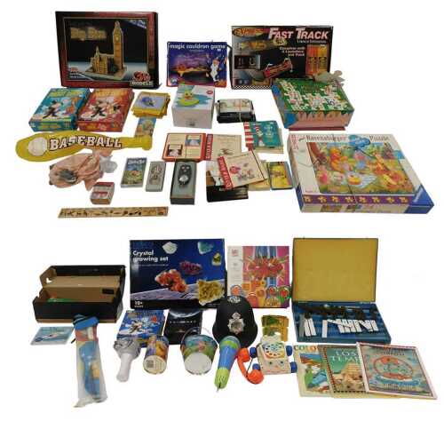 Various children's toys, etc., to include a crystal growing set, a zylophone in blue case,...