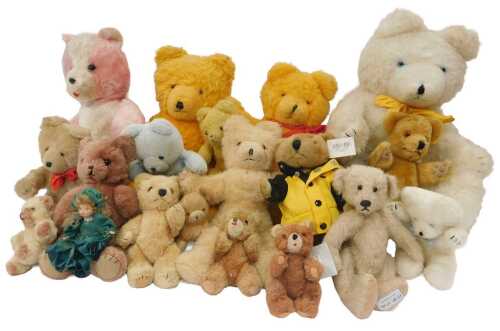 Various bears, including coloured Teddy Bears, a Laura Ashley bear, etc. (1 box)