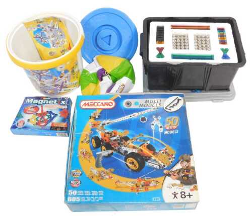 Construction toys, including Meccano Multimodels 50 Best of Set, Roseart Magnetic Building Set,...