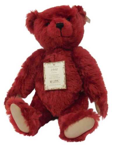 A Steiff Collectors 1998 Teddy bear, burgundy mohair, 40cm high, boxed.