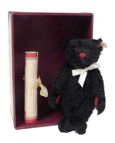 A Steiff Dominic bear, black mohair, produced exclusively for Hamleys, limited edition of 1500,...