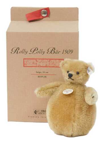 A Steiff Roly Poly bear 1909, beige mohair, limited edition of 3000 pieces, replica, boxed.