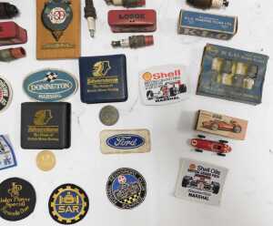 Various motor racing related ephemera, including Silverstone medals, overall patches, and... - 4