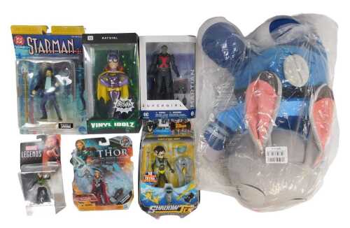 Action figures, to include Marvel Studios Thor The Mighty Avenger Lightning Launcher figure, DC...
