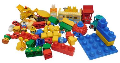 LEGO Duplo building blocks, animal figures, dumper truck, etc. (2 boxes)