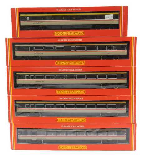 Hornby Railways OO gauge coaches, including R719 BR Mk3A coach open first, R407 BR Mk4 coach...