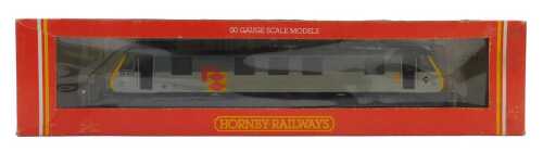 A Hornby OO gauge Class 90 electric locomotive, 90037, Speedlink Distribution two tone grey...