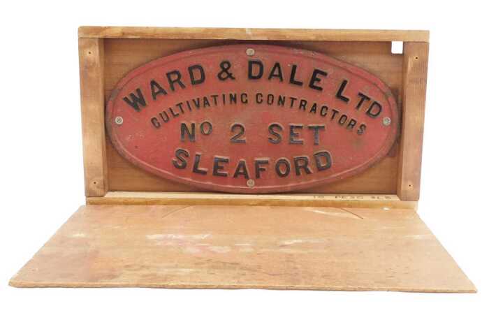 A Ward and Dale Limited Cultivating Contractors No. 2 Set Sleaford plaque.