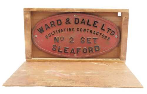 A Ward and Dale Limited Cultivating Contractors No. 2 Set Sleaford plaque.