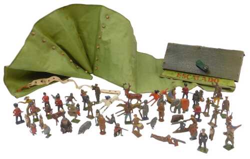 A Chad Valley Escalado horse racing game and various Britains figures, including animals, World...