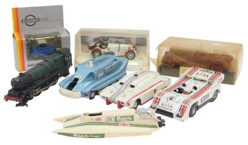 Various diecast vehicles, unboxed, including Dinky Toys Spectrum Pursuit vehicle, Dinky Toys...