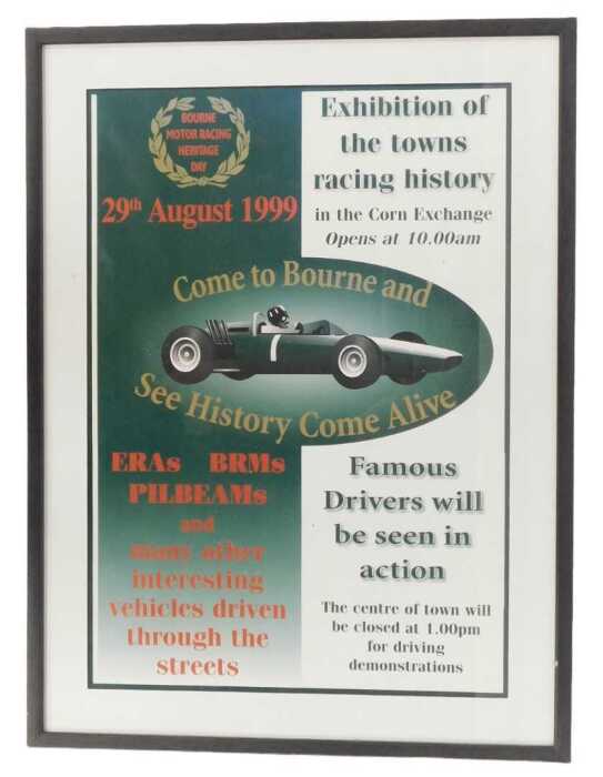 A poster 'Come to Bourne' - Exhibition of the Towns racing history of the towns racing history,...