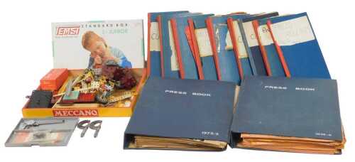 Meccano related items, to include two Meccano motorcycles, various Meccano factory press books...