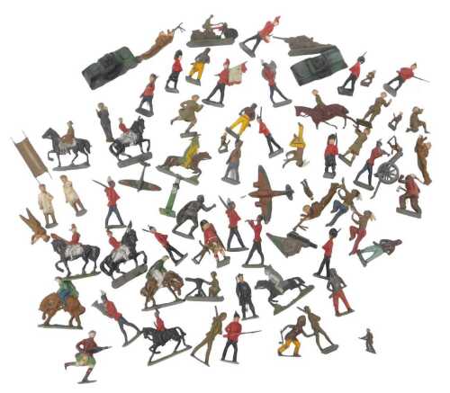 Lead soldiers and figures, two composition military vehicles, etc. (a quantity)