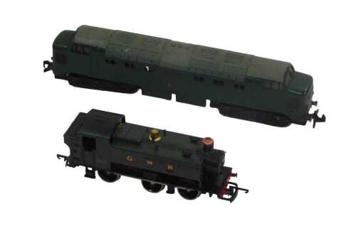 A Lima GWR shunter, with box, and a British Railway locomotive. (2)