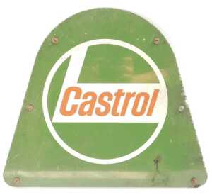 Two Castrol enamelled signs, possibly from an oil tin forecourt rack, and a box of Agri Castrol... - 3