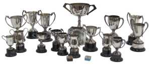 Silver plated motor racing trophies, including MGCCBCV8 2007 MG Car Club Second in Class C...