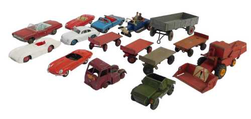Dinky Toys, including a Jaguar E Type, a Mercedes Benz, Dinky Toys Porsche 356A, a Dinky Toys VW...