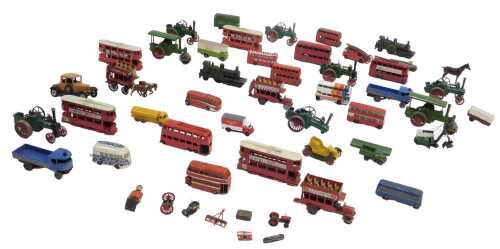 Matchbox and other playworn diecast, including trolley buses, road rollers, locomotives, etc. (a...