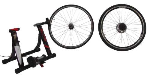 A Mad Speed seven wheel with crank and disc brake, a DRC ST17 Elegant 2 wheel, and an Elite...