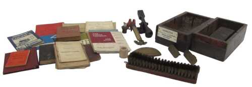 Various railway related ephemera, including Grimston Down Block battery boxes, Midland Railway...