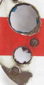 An enamel ground signal disc with original mounting hardware. - 3