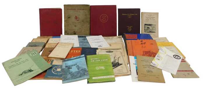 Various spares catalogues, including Standard Triumph, Standard Vanguard Series 2, Thomas P...