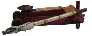 Jack Sealey Viking hydraulic two tonne trolley jack, contained in wooden box.