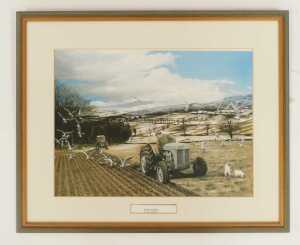 Ray Hutchins prints, comprising Autumn Threshing, Summer Reaping, and Winter Ploughing, framed,... - 8