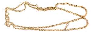 A gold plated Longuard muff chain, on a lobster claw clasp, approx 140cm long. - 2