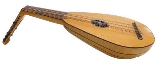 A late 20thC lute, by Lancelot H Clarke, Morpeth, 1990, with fifteen strings.
