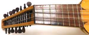 A late 20thC lute, by Lancelot H Clarke, Morpeth, 1990, with fifteen strings. - 3