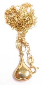 A gourd pendant, yellow metal, stamped 9ct, on a fine link neck chain stamped 375, together with... - 2