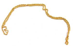 A 9ct gold rope twist neck chain, on a bolt ring clasp, 1.8g, 46cm long. - 2