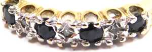 A 9ct gold sapphire and diamond seven stone ring, in a claw setting, size N&frac12;, 1.7g all in. - 2