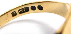 A gentleman's 9ct gold signet ring, the canted rectangular table, with partial foliate engraving,... - 3