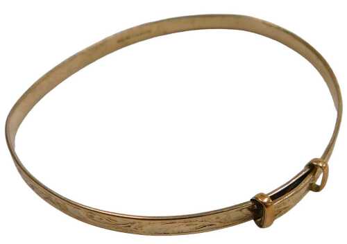 A 9ct gold plated bangle, with foliate engraving, with sliding adjustment.