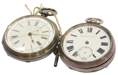 A Victorian silver cased chronograph pocket watch, by Thomas Large of Nottingham, open face, key...
