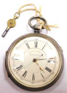 A Victorian silver cased chronograph pocket watch, by Thomas Large of Nottingham, open face, key... - 5