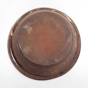 A late 19thC terracotta and cream glazed dairy bowl, 36cm wide. - 3