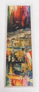 Nick Tomlinson (British late 20thC). Fishing village and harbour, oil on canvas board, signed,... - 2
