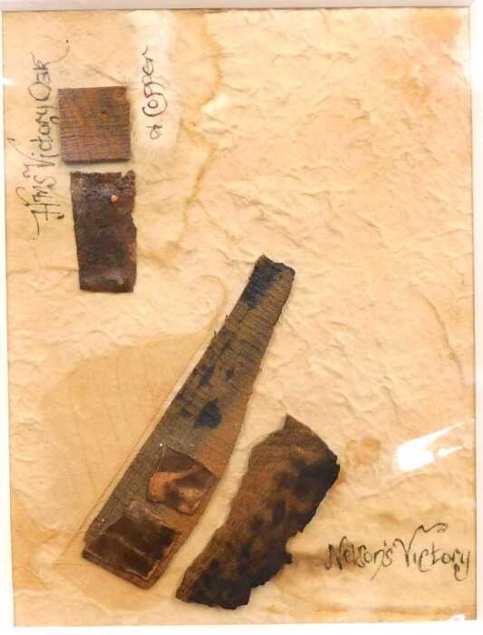 Caroline Richmond (early 21stC). Nelson's Victory, collage of copper and wood from HMS Victory,...
