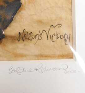 Caroline Richmond (early 21stC). Nelson's Victory, collage of copper and wood from HMS Victory,... - 2