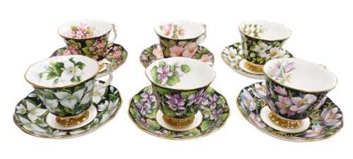 A Royal Albert porcelain Provincial Flowers pattern porcelain part tea service, comprising six...